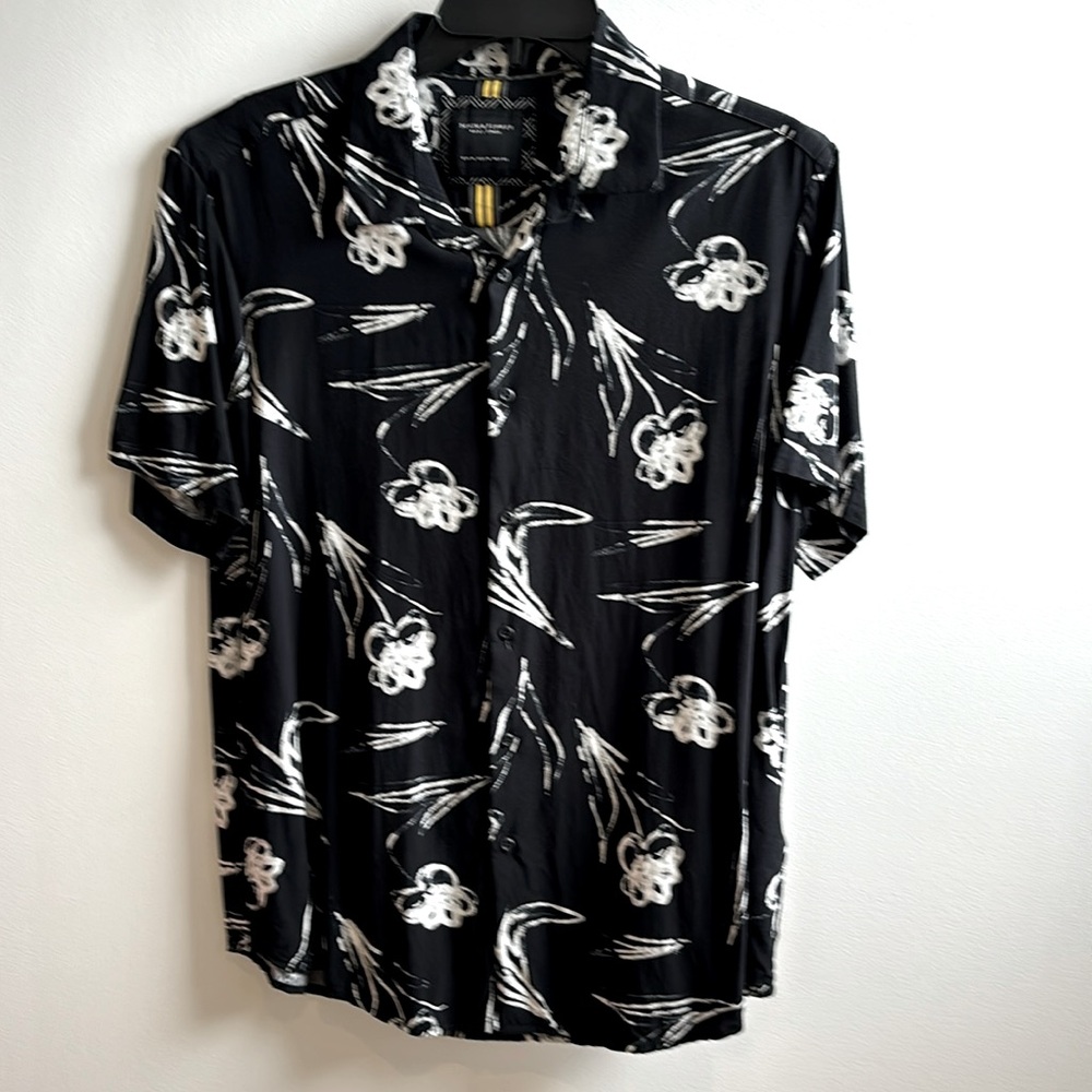 Men’s Denim & Flower Casual Shirt
